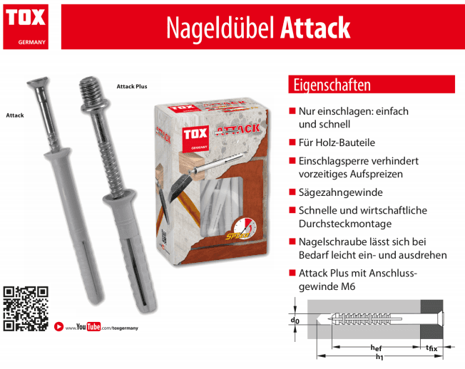 TOX Nageldübel "Attack" 6/60